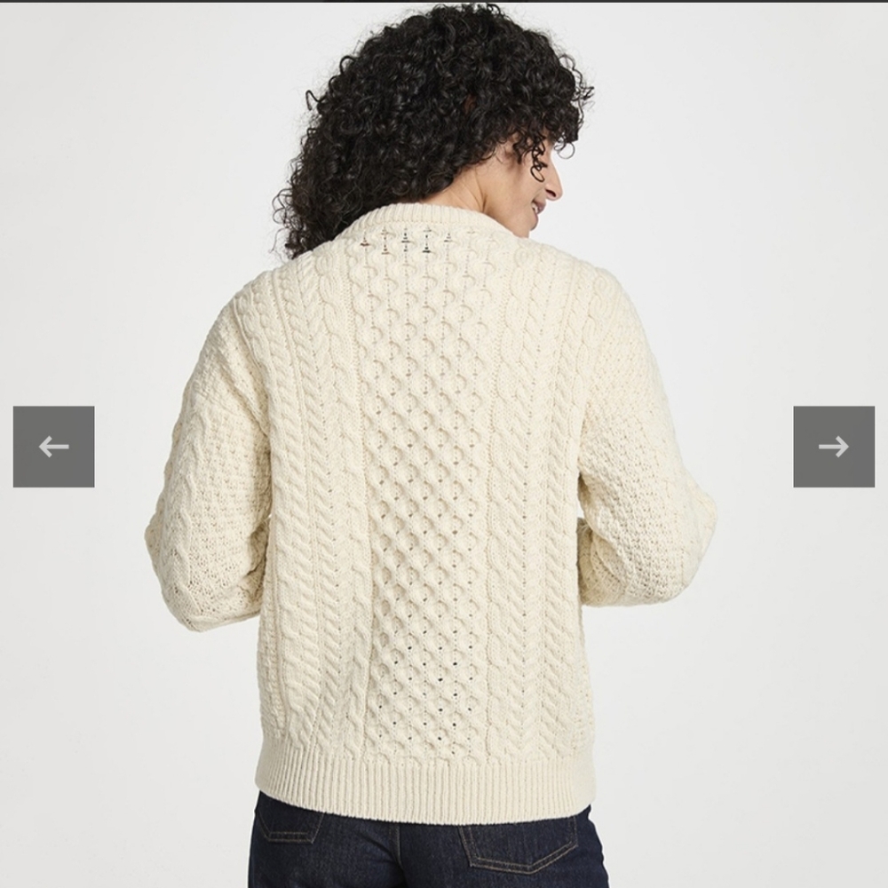 100% Merino Wool Vintage Carriagdonn Women's Irish Cardigan Sweater - Cream - Picture 2 of 9